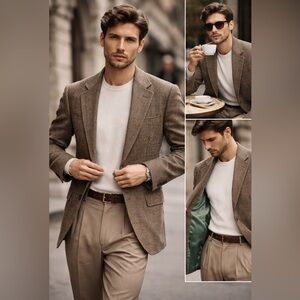 Ermenegildo Zegna Soft Wool Silk Tweed Blazer Made In Italy 52 L Luxury